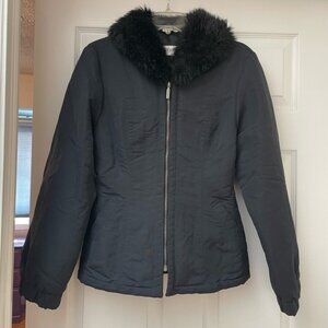 SPORTMAX made in Italy women’s fitted puffer coat with faux fur collar size 4